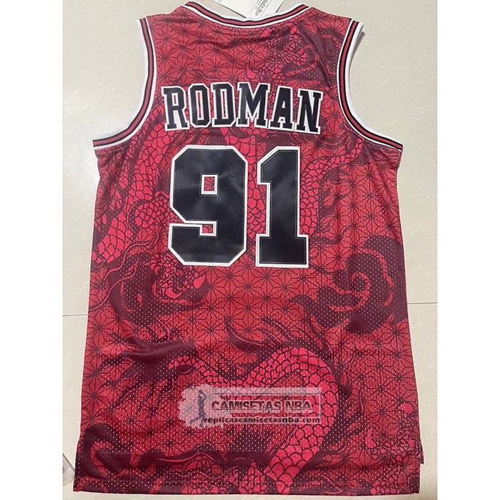 Camiseta Chicago Bulls Dennis Rodman NO 91 Asian Heritage Throwback 1997-98 Rojo